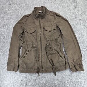 J. Crew Jacket Womens Small‎ Brown Zip Hooded Long Sleeve Pocket Outdoor Utility